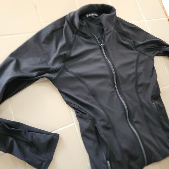 Athleta Jacket Womens Small Black Full Zip Vented Mesh Long Sleeve Pockets - Picture 9 of 10
